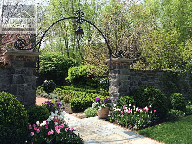 artistic ornamental wrought iron garden arbor trellis
