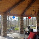 Exterior patio iron and glass rail