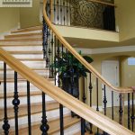 Iron rail with wood handrails Wrought iron railing with wood handrails