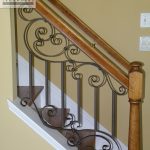 Stair railing with wood handrail Interior wrought iron stair railing with wood handrail