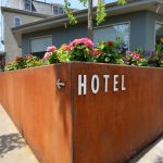 COR-TEN steel wall Corten steel wall with "Hotel" lettering