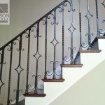 Interior second floor stairwell railing iron stairwell railing